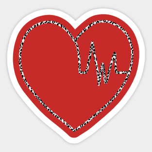 Cheetah Print Pattern Heartbeat Heart Sticker